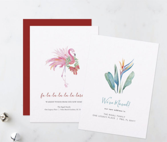 tropical new home moving announcement cards