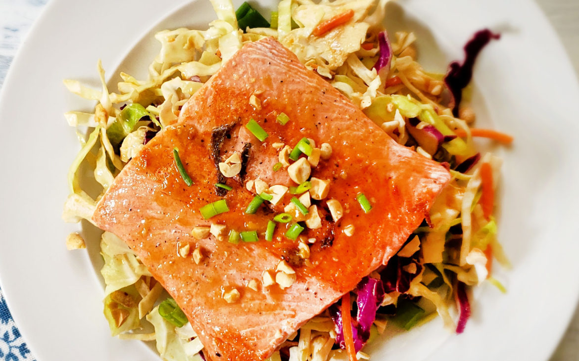 Asian Salad with Seared Sockeye Salmon