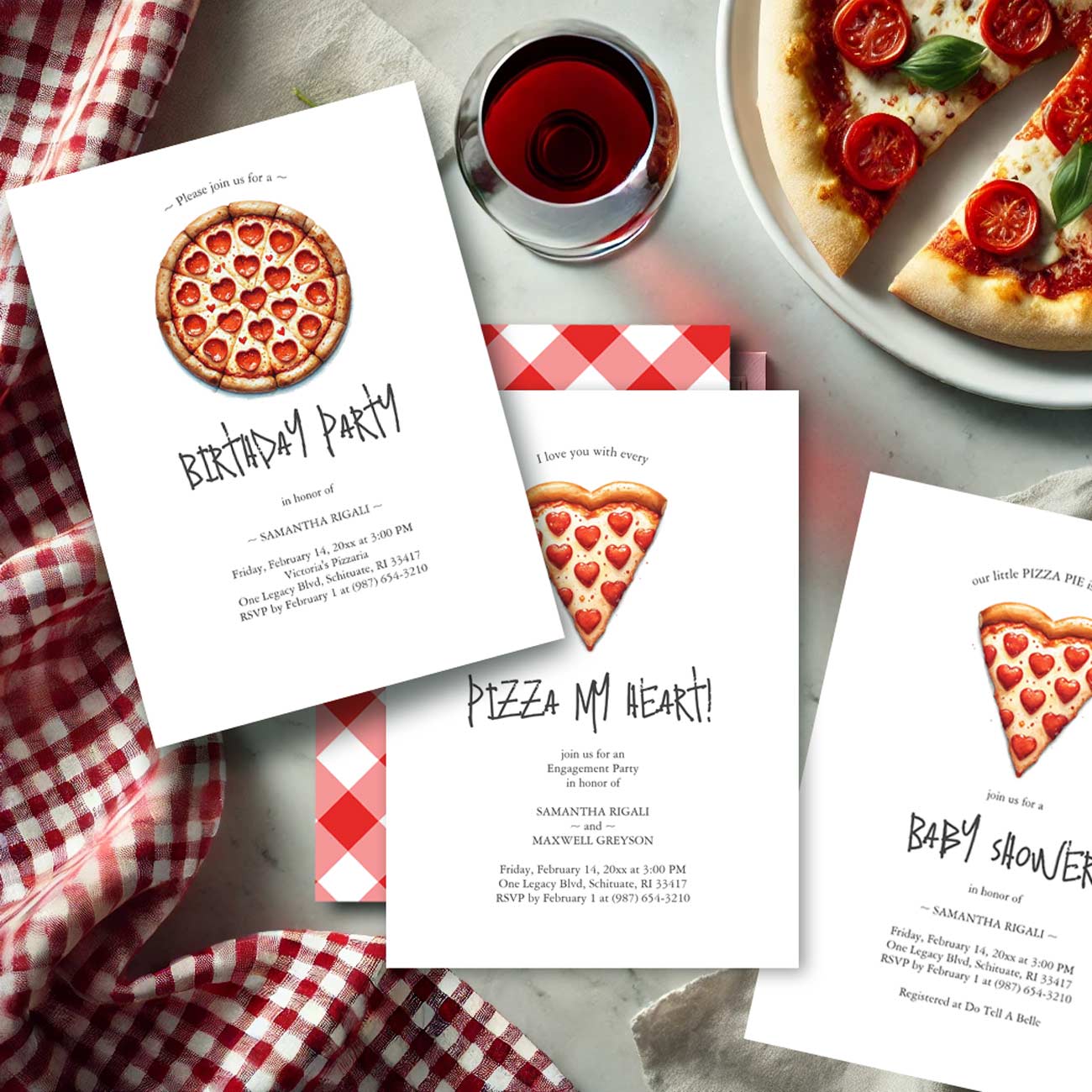 Pizza party invitations 