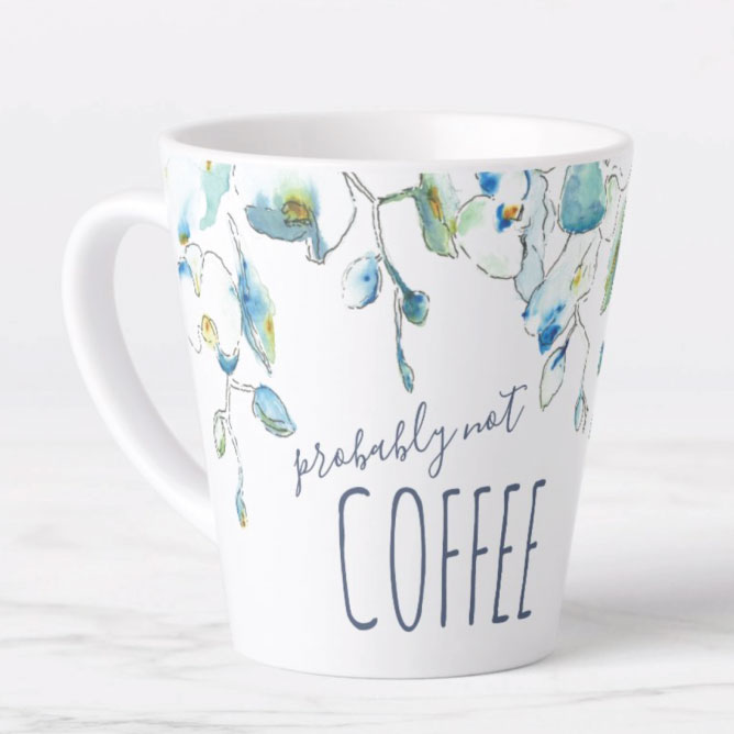 tropical blue floral orchid coffee mug