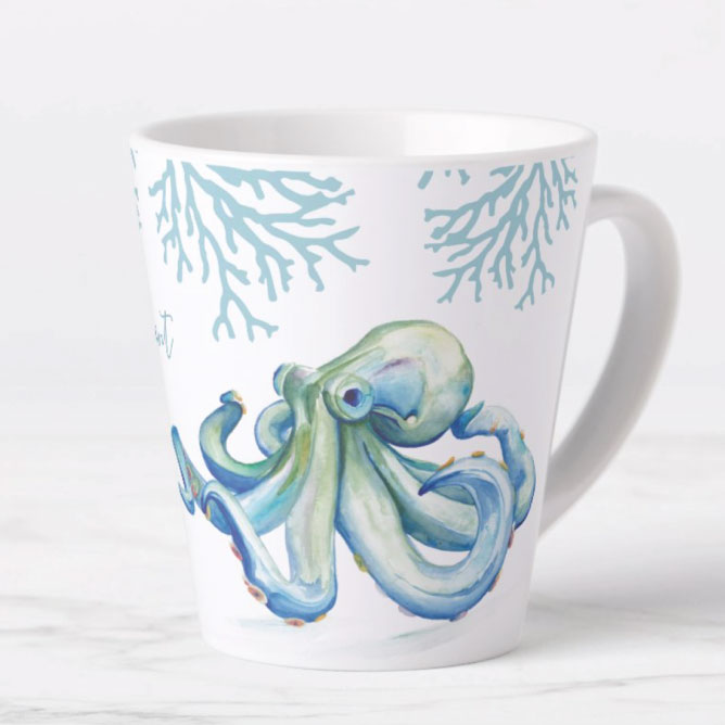 blue octopus coffee mug