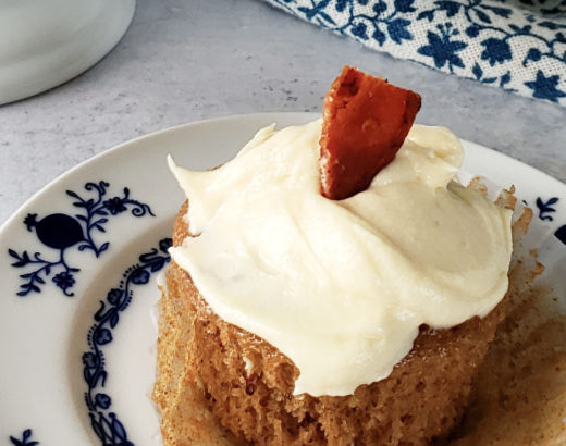 Sweet and savory spiced cupcake recipe made with bacon and real cream cheese frosting