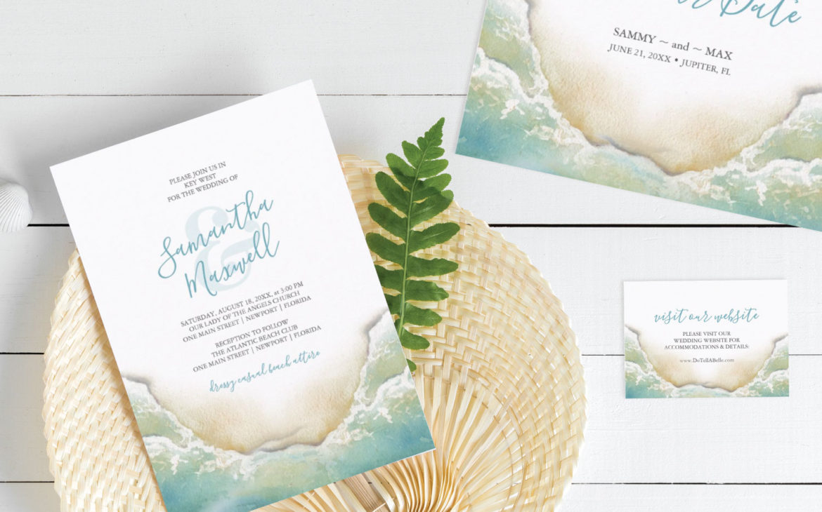 Beach Wedding Invitations: Seashore Stationery Suite