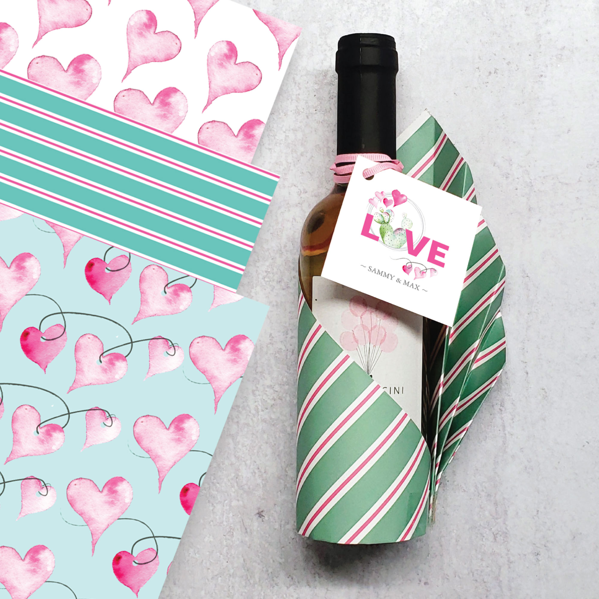 Valentines 2023 gift wrapping ideas for wine bottles makes a fun bridesmaid proposal gift.