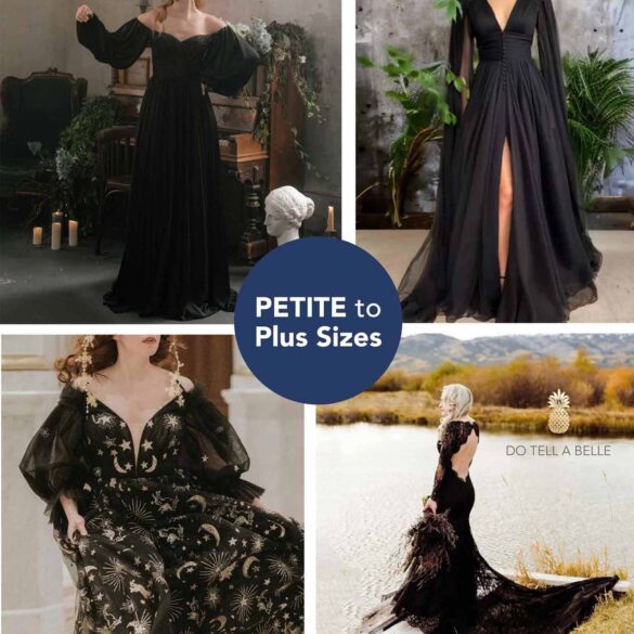 black wedding dresses from petite to plus size