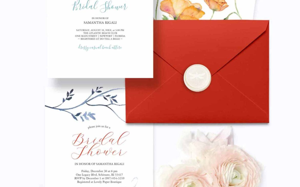 Bridal shower invitations designed by Victoria Grigaliunas of Do Tell A Belle