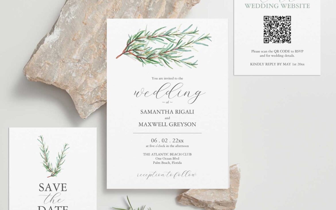 Wedding Invitation Ideas: Embracing Minimalism with Rosemary Sprigs