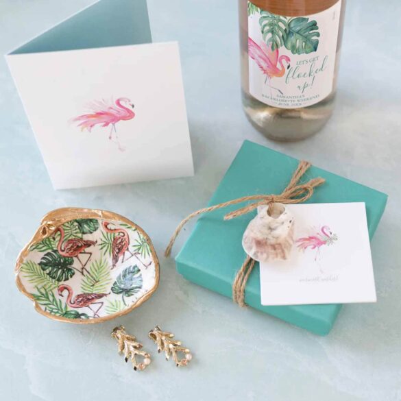 Watercolor pink flamingo personalized gifts. Click to explore 5 ideas.