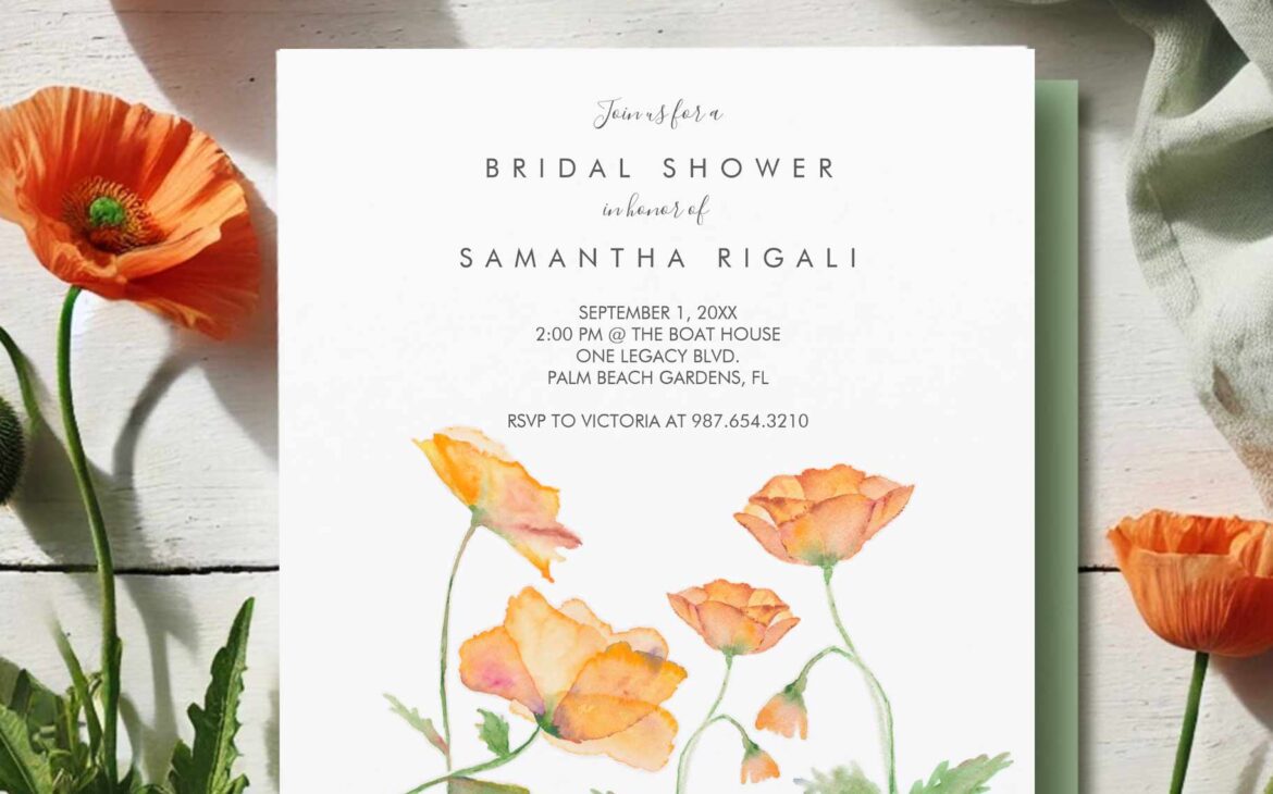 Bridal Shower Themes: Love Is In Bloom with Orange Poppy Flowers