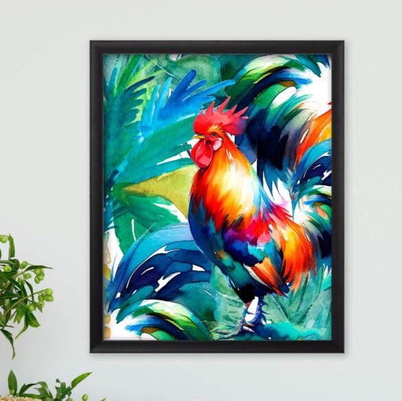 Original watercolor paintings Key West Florida Sol the Rooster. Click to shop.