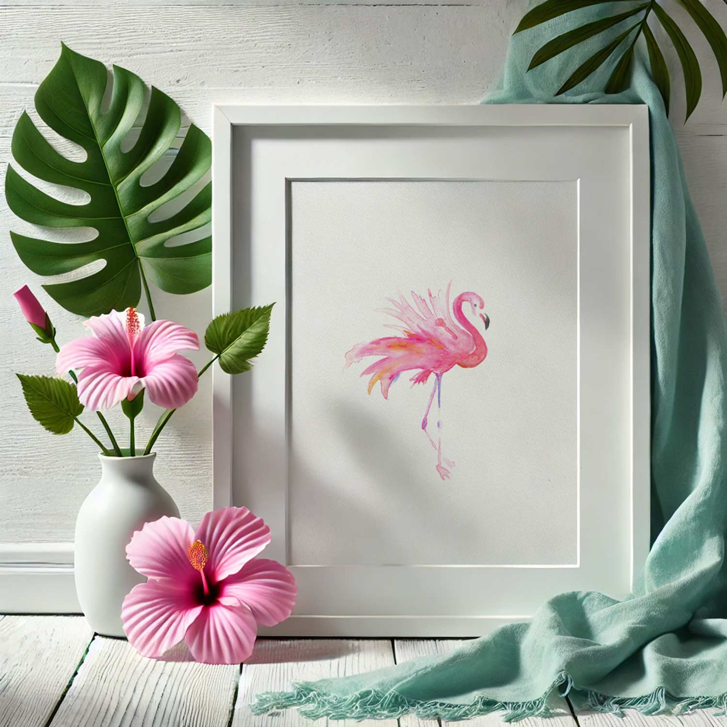 watercolor paintings by Victoria Grigaliunas Florida artist tropical pink flamingo. Click to shop.